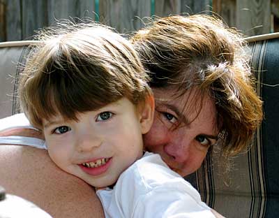 Ann and Jack on the Deck at Breakfast